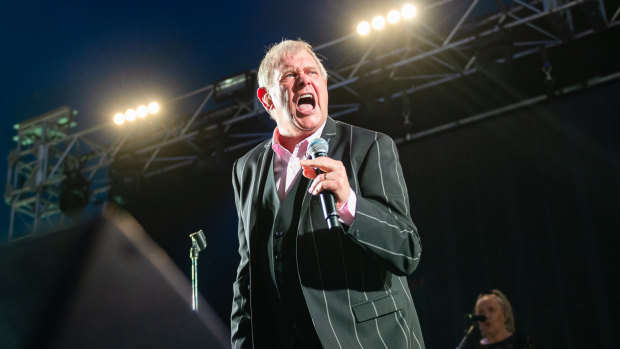 John Farnham performs at the Falls Festival in Lorne on Saturday night.