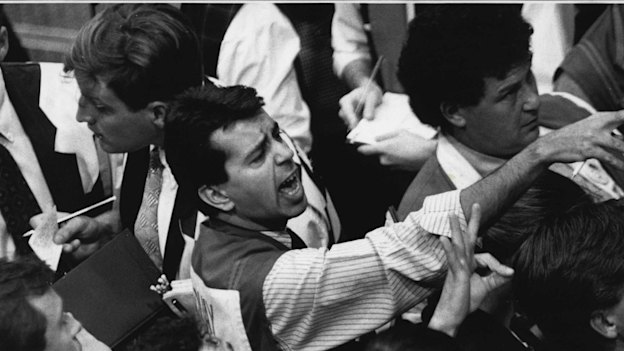 Traders at the Futures Exchange during a stock market crash in February 1994.