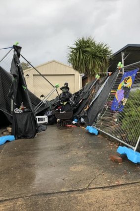 The damage caused by Friday's storm to the Halloween House in Wanniassa.