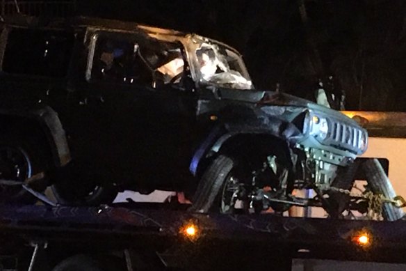 The 34-year-old driver of this Suzuki Jimny was taken to hospital after crashing in Red Hill on Friday night.