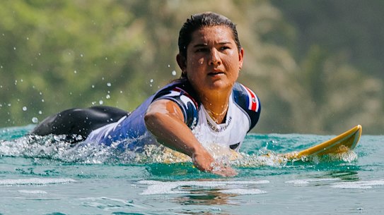 Brisa Hennessy in action at Sunset Beach.