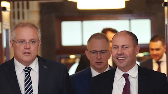 Deer in the economic headlights? Prime Minister Scott Morrison (left) and Treasurer Josh Frydenberg 