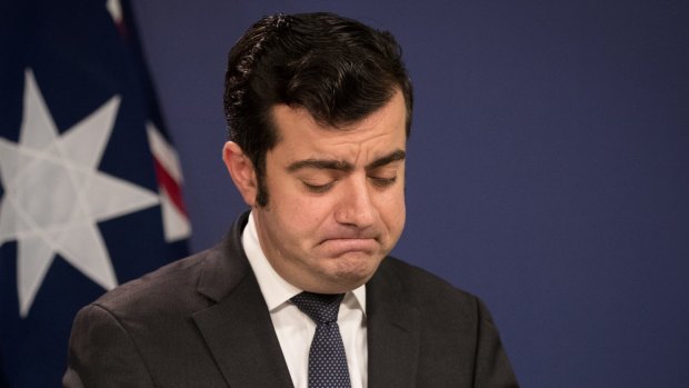 Sam Dastyari announces his resignation in 2017.