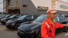 Geely’s electric vehicles bound for shipment to Europe at the Port of Taicang.
