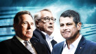 Former competition watchdog Graeme Samuel (left) warned former Cbus chairman Steve Bracks (right) to limit the fund’s exposure to the CFMEU. Wayne Swan (centre) is the current Cbus chairman.