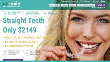 EZ Smile, which is based in Sydney, offers cut-price, over-the-internet clear aligners.