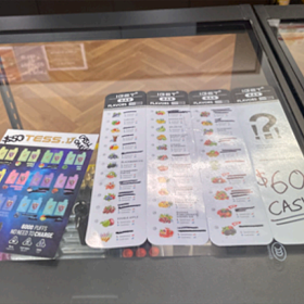 Illegal vapes and price lists in convenience stores in Perth in June 2024, after tough new legislation came into effect. 