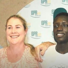 Peter Bol with his former teacher, Helen Leahy. 