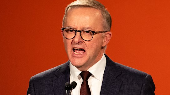 Federal Labor Leader, Hon. Anthony Albanese MP in Ashfield delivering a speech to Labor supporters around his plans for Australia’s future.5th Dec 2021. Photo: Edwina Pickles / SMH