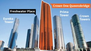 Crown's 323-metre-high proposal for Southbank.