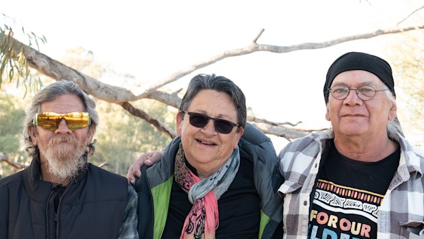 Traditional owners of the Millewa-Mallee area, Latji Latji man Shane Jones Snr (left), Nyeri Nyeri elder Wendy Brabham, and Ngintait man Timothy Johnson.