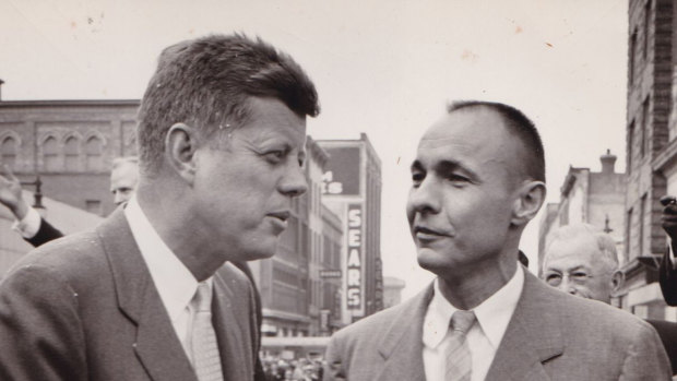Then-presidential candidate John F. Kennedy is pictured in 1960 with William ‘Bud’ Liebenow.