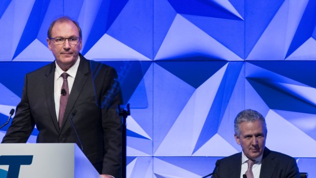 Telstra chairman John Mullen  (left) and chief executive Andy Penn