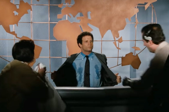 Albert Brooks plays a sweaty journalist in the 1987 film Broadcast News.