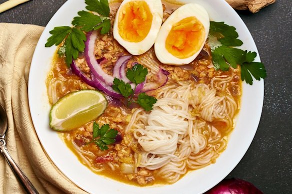 Myanmar’s national dish … mohinga fish soup.