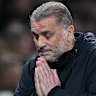 Ange Postecoglou - celebrating, not praying.
