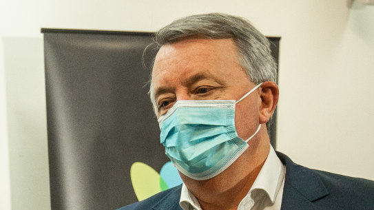 Premier Daniel Andrews and Health Minister Martin Foley at the site of the Melton Hospital.