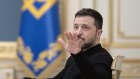 Ukraine’s President Volodymyr Zelensky during a meeting with US Treasury Secretary (unseen) in Kyiv to discuss a rare-minerals-for-security deal.