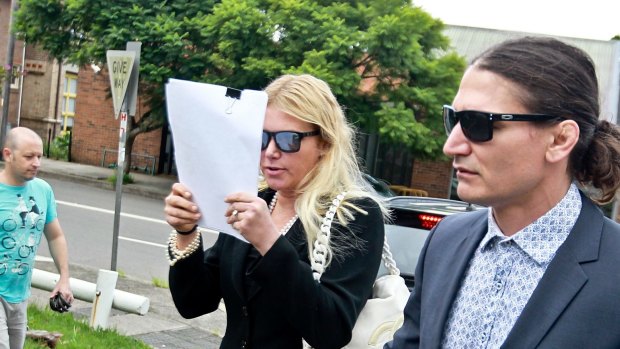 Lizzie Buttrose at Waverley Local Court when she faced charges of threatening her son, Andrew Spira.