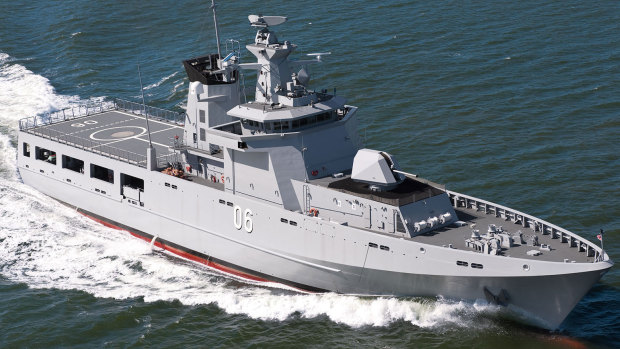 An Offshore Patrol Vessel (OPV) designed by Luerssen, which will be built by Civmec.