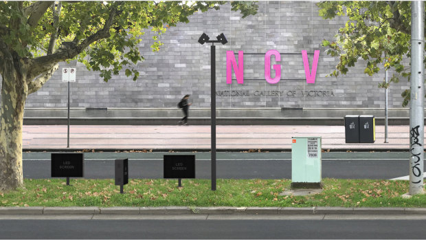 A mock-up of how the lightboxes will look on St Kilda Rd.