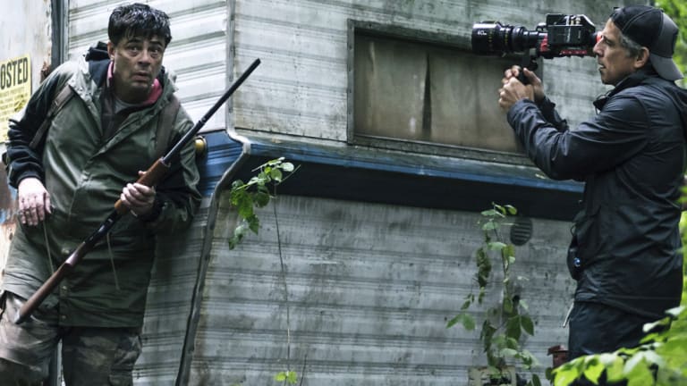 Actor Benicio del Toro and director Ben Stiller on the set of Escape at Dannemora.