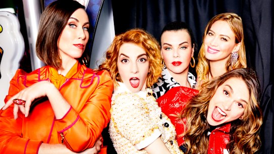 Younger cast: From left, marketing director Diana Trout (Miriam Shor), social media maven Lauren Heller (Molly Bernard), Liza's best friend and sculptor Maggie Amato (Debi Mazar), book editor Kelsey Peters (Hilary Duff) and marketing assistant Liza Miller (Sutton Foster).