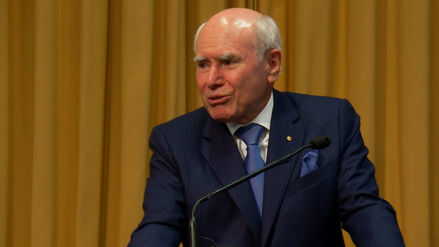 Former prime minister John Howard speaking at the Australian Institute for Progress event.