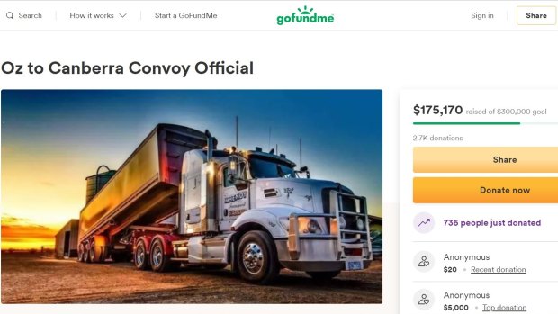 The Oz to Canberra Convoy Official fundraising page on GoFundMe.