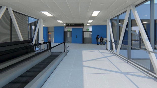 Elevators and travelators will bring train passengers to Terminal 1, with access also to T2.