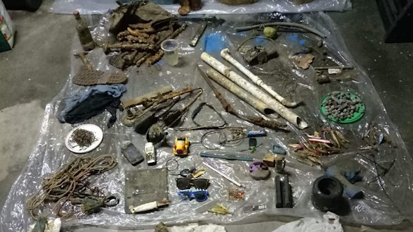 Some of the rubbish collected during their monthly clean ups.