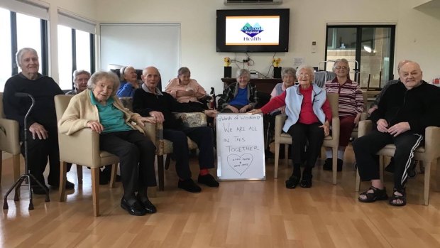 Residents of Waratah Lodge send their love to Victorians in lockdown. 