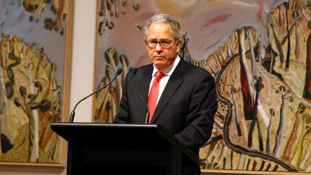 Peter Carne, pictured in 2014 while speaking at former premier Wayne Goss's memorial service.