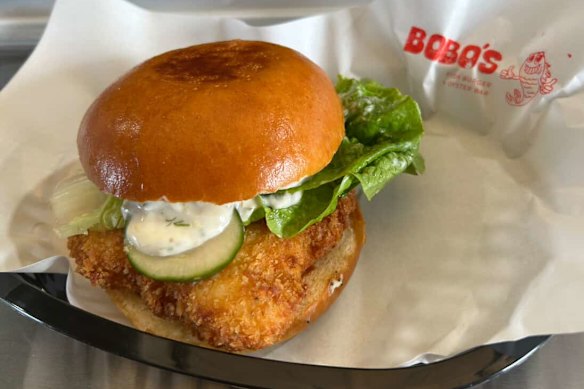 At Bobo's, crumbed rockling meets cos, pickled cucumber and tartare.
