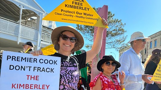 Protesters turned out in force on Saturday outside the Labor state conference in Fremantle.