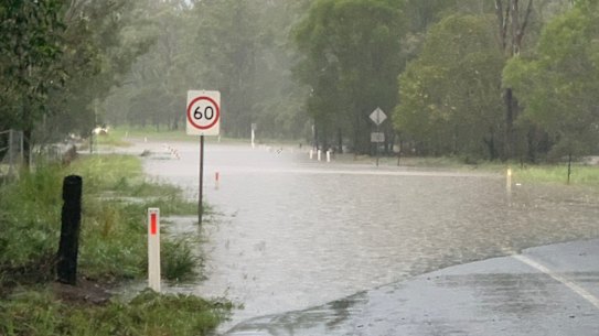 Gundiah Memorial Hall, on the Fraser Coast, shared a photo of a flood road online.