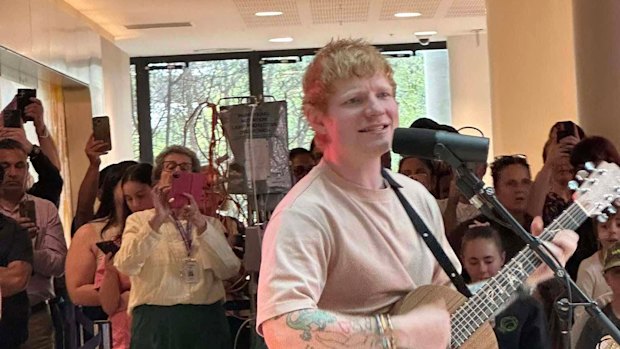 Ed Sheeran at the Royal Childrens Hospital.