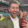 ‘Mayhem’: Australian catches ball for ultimate Super Bowl souvenir