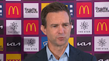 Broncos boss Dave Donaghy speaks to media.