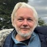 Julian Assange (left) and father John Shipton in Melbourne