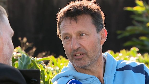 Laurie Daley seen speaking with 9News