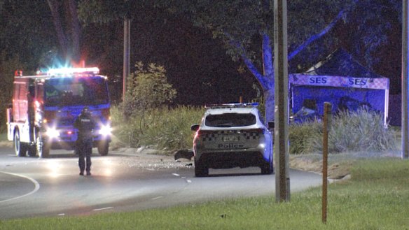 The crash scene in Rowville, where two teenagers died early on Sunday morning.