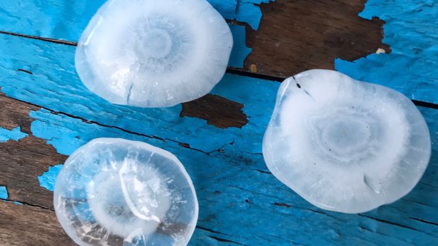 This "jellyfish" shaped hail was seen on the Central Coast.