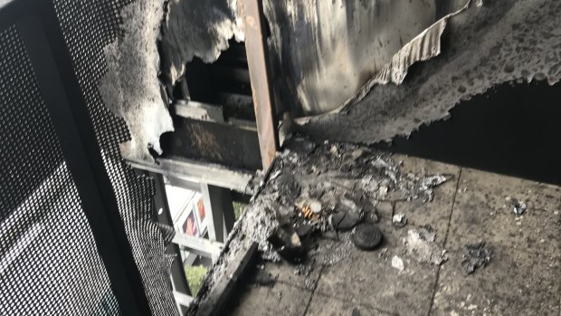 Discarded cigarette butts found on the balcony where the blaze started at 200 Spencer Street.