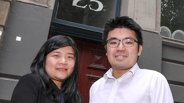 Brother and sister developers Rachel and Kelvin Taing outside their King Street building.