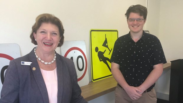 Tobias Kennett, the young member for McConnel, with councillor Vicki Howard.