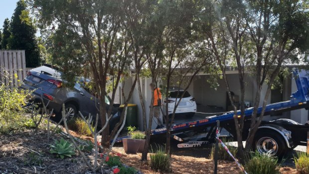 A car crashed into a house in Upper Coomera on Monday morning.