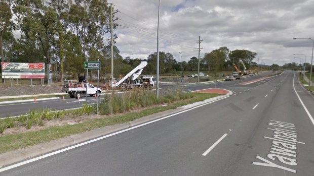 The intersection of Yawalpah Road and Gawthern Drive in Pimpama, near where the Ford Falcon crashed. (File image)