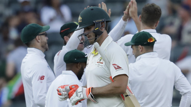 Mitchell Marsh leaves the field after being dismissed in the fourth and final Test.