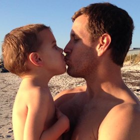 Jarrod Clune and his son.